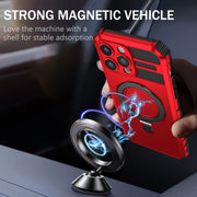 For iPhone 15 Pro MagSafe Magnetic Holder Phone Case(Red)