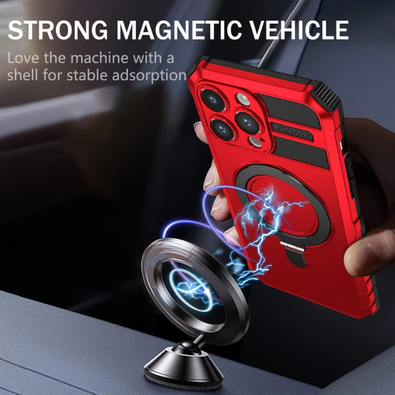 For iPhone 15 Pro MagSafe Magnetic Holder Phone Case(Red)