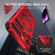 For iPhone 15 Pro MagSafe Magnetic Holder Phone Case(Red)
