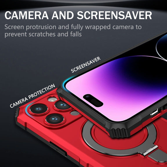 For iPhone 15 Pro MagSafe Magnetic Holder Phone Case(Red)