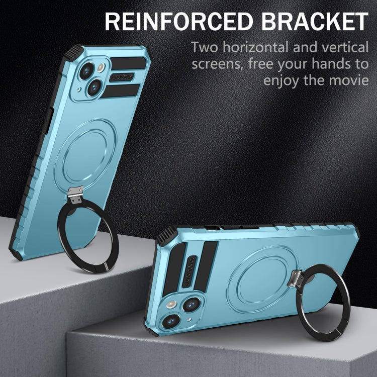 For iPhone 14 MagSafe Magnetic Holder Phone Case(Light Blue) - iPhone 14 Cases by PMC TechLife | Online Shopping South Africa | PMC TechLife