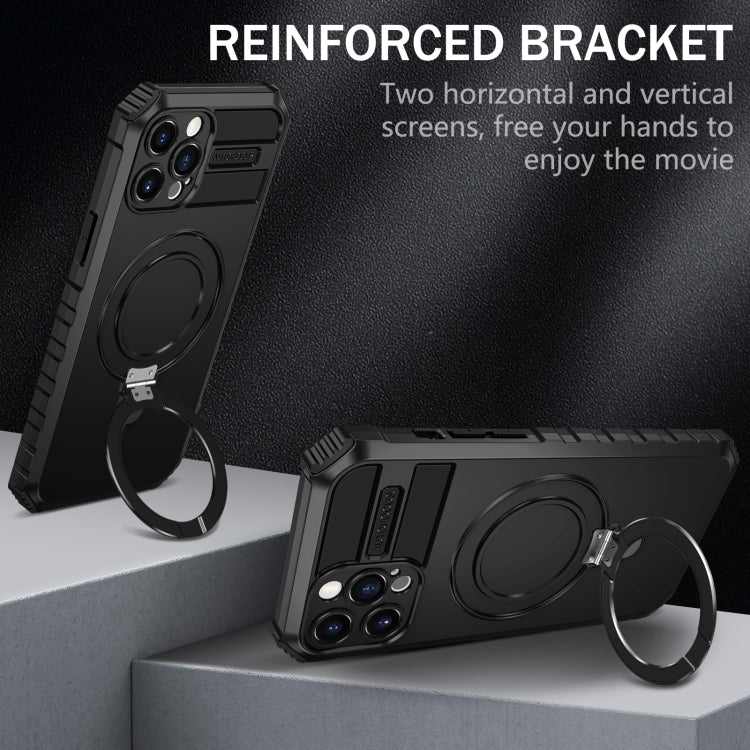 For iPhone 12 Pro MagSafe Magnetic Holder Phone Case(Black)