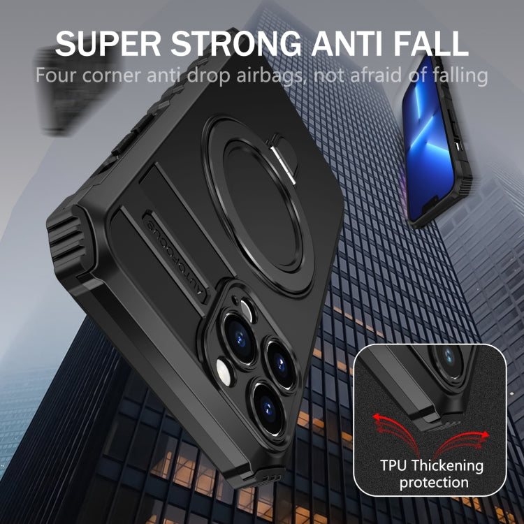 For iPhone 13 Pro Max MagSafe Magnetic Holder Phone Case(Black) - iPhone 13 Pro Max Cases by PMC TechLife | Online Shopping South Africa | PMC TechLife