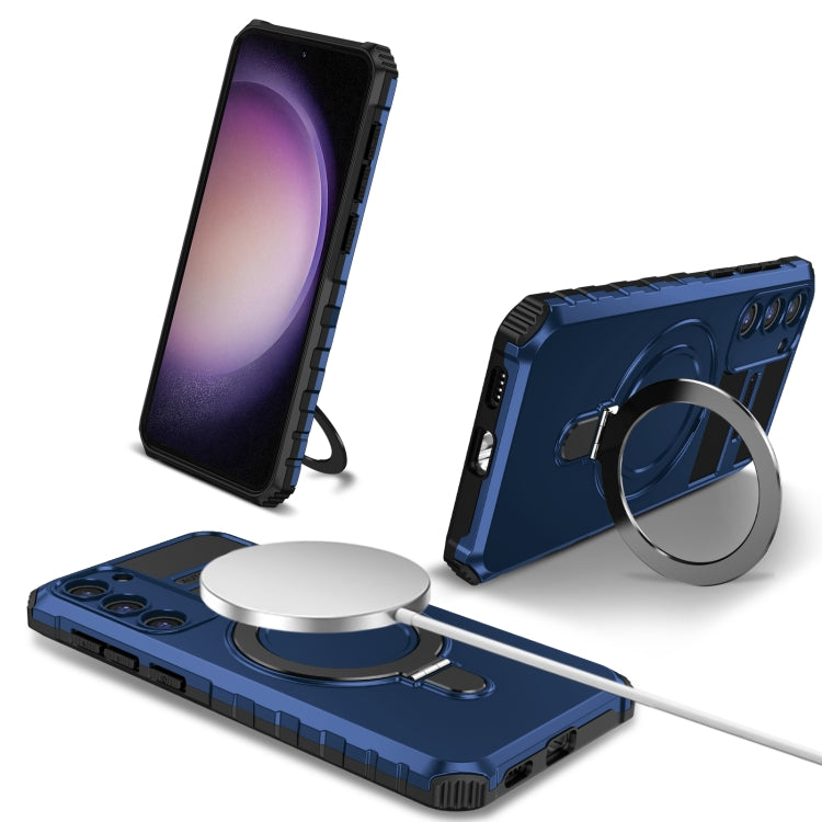 For Samsung Galaxy S23+ 5G MagSafe Magnetic Holder Phone Case(Blue) - Galaxy S23+ 5G Cases by PMC TechLife | Online Shopping South Africa | PMC TechLife