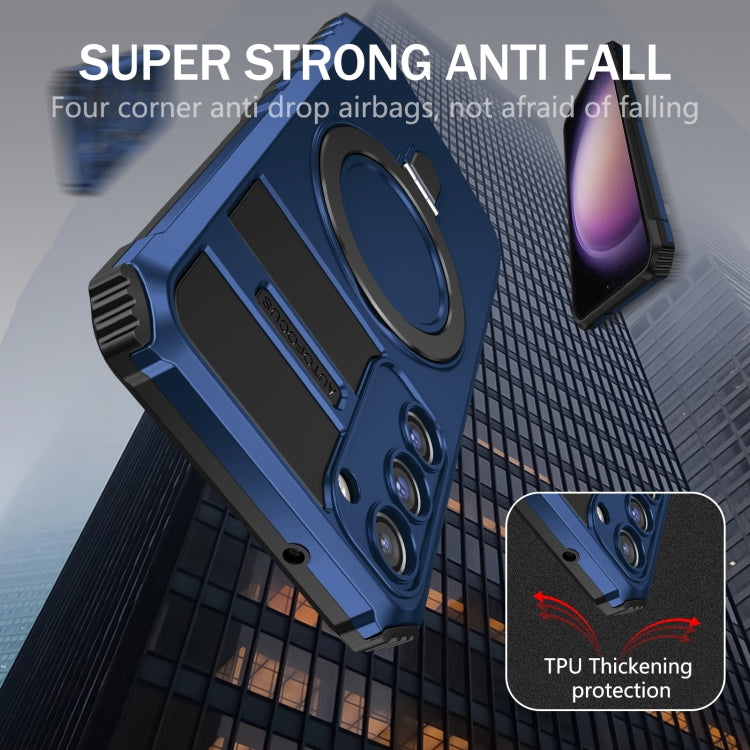 For Samsung Galaxy S23+ 5G MagSafe Magnetic Holder Phone Case(Blue) - Galaxy S23+ 5G Cases by PMC TechLife | Online Shopping South Africa | PMC TechLife