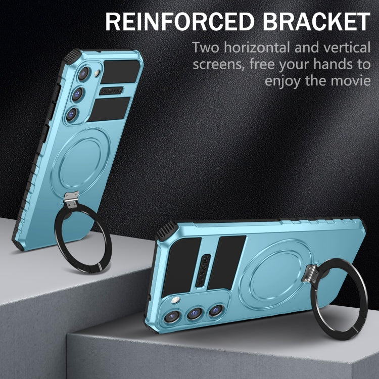 For Samsung Galaxy S23+ 5G MagSafe Magnetic Holder Phone Case(Light Blue)