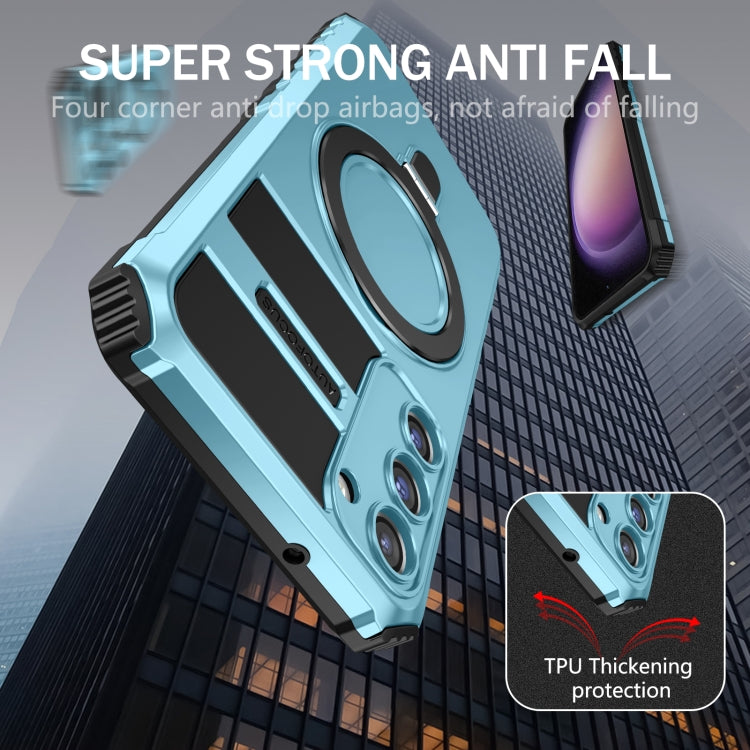 For Samsung Galaxy S23+ 5G MagSafe Magnetic Holder Phone Case(Light Blue) - Galaxy S23+ 5G Cases by PMC TechLife | Online Shopping South Africa | PMC TechLife