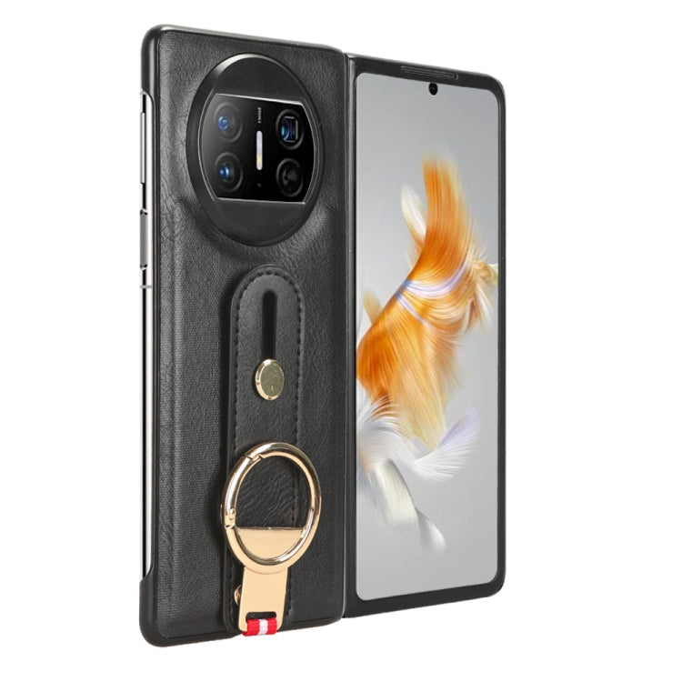 For Huawei Mate X3 Wristband Leather Back Phone Case(Black) - Huawei Cases by PMC TechLife | Online Shopping South Africa | PMC TechLife | Buy Now Pay Later Mobicred