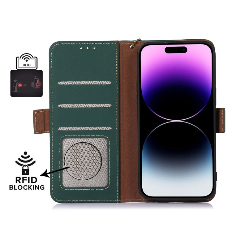 For OnePlus Nord CE4 5G Global Genuine Leather Magnetic RFID Leather Phone Case(Green)