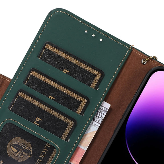 For OnePlus Nord CE4 5G Global Genuine Leather Magnetic RFID Leather Phone Case(Green)