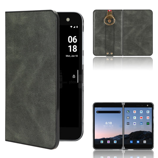 For Microsoft Surface Duo Wristband Leather Back Phone Case(Green) - Microsoft by PMC Jewellery | Online Shopping South Africa | PMC Jewellery | Buy Now Pay Later Mobicred