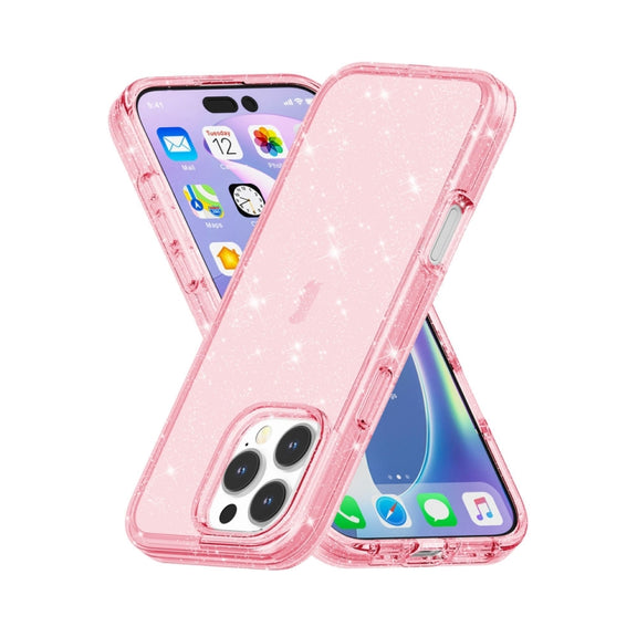 For iPhone 16 Pro Max Shockproof Terminator Glitter Powder Phone Case(Pink)