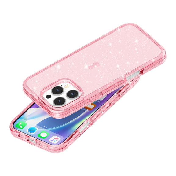 For iPhone 16 Pro Max Shockproof Terminator Glitter Powder Phone Case(Pink)
