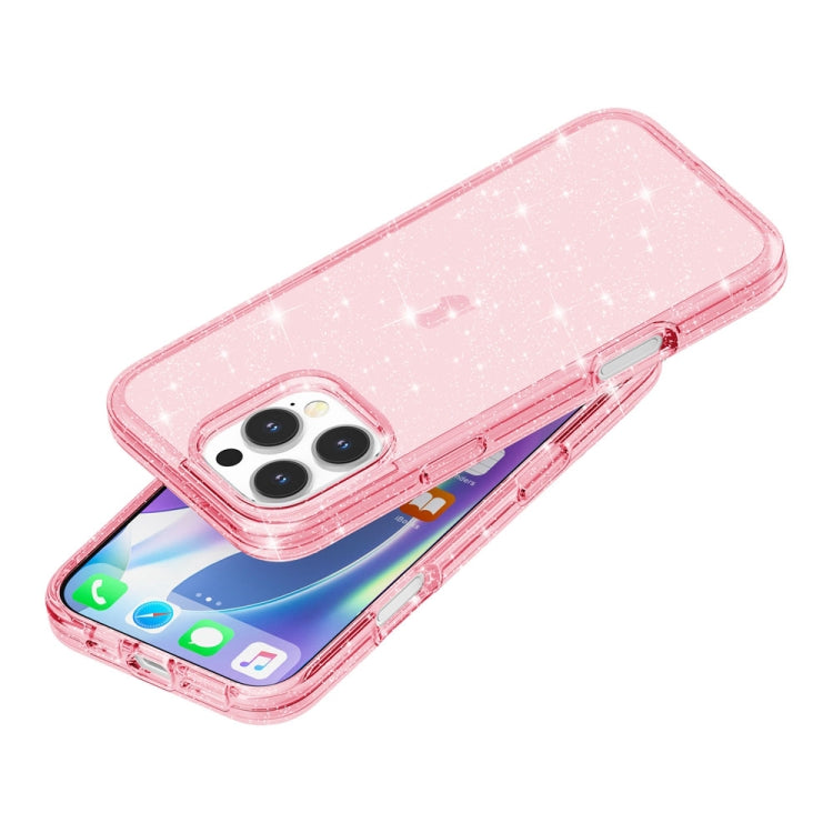 For iPhone 16 Pro Max Shockproof Terminator Glitter Powder Phone Case(Pink)
