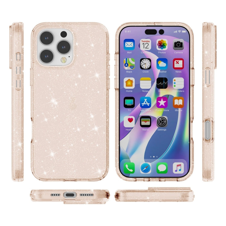 For iPhone 16 Pro Shockproof Terminator Glitter Powder Phone Case(Gold) - free shipping - PMC TechLife - Order now!