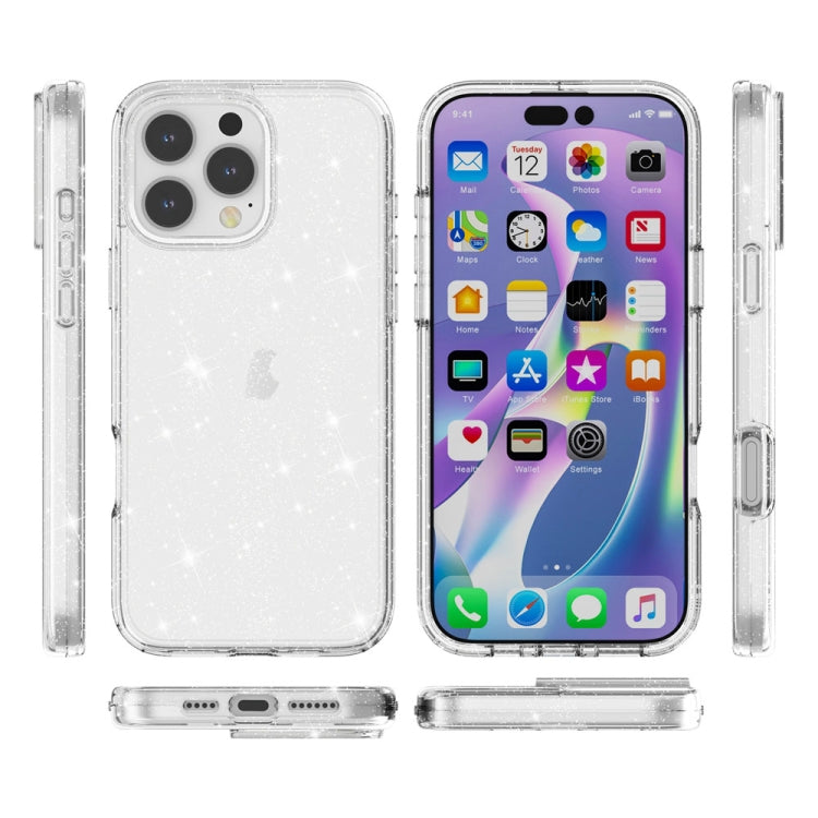 For iPhone 16 Pro Shockproof Terminator Glitter Powder Phone Case(White) - iPhone 16 Pro Cases by PMC TechLife | Online Shopping South Africa | PMC TechLife | Buy Now Pay Later Mobicred
