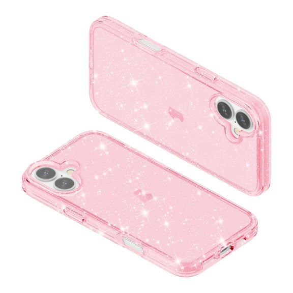 For iPhone 16 Plus Shockproof Terminator Glitter Powder Phone Case(Pink)