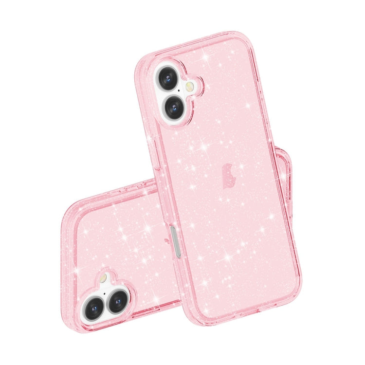 For iPhone 16 Plus Shockproof Terminator Glitter Powder Phone Case(Pink)