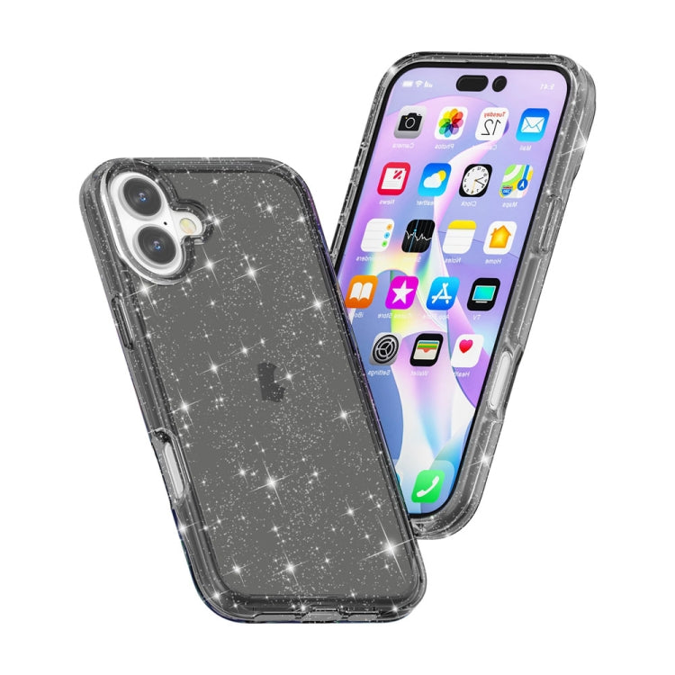 For iPhone 16 Plus Shockproof Terminator Glitter Powder Phone Case(Black) - iPhone 16 Plus Cases by PMC TechLife | Online Shopping South Africa | PMC TechLife | Buy Now Pay Later Mobicred