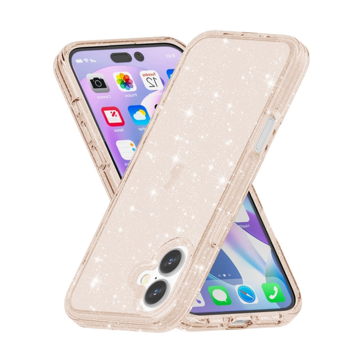 For iPhone 16 Plus Shockproof Terminator Glitter Powder Phone Case(Gold)