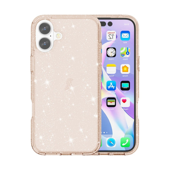 For iPhone 16 Shockproof Terminator Glitter Powder Phone Case(Gold)