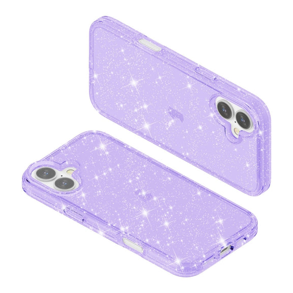 For iPhone 16 Shockproof Terminator Glitter Powder Phone Case(Purple)