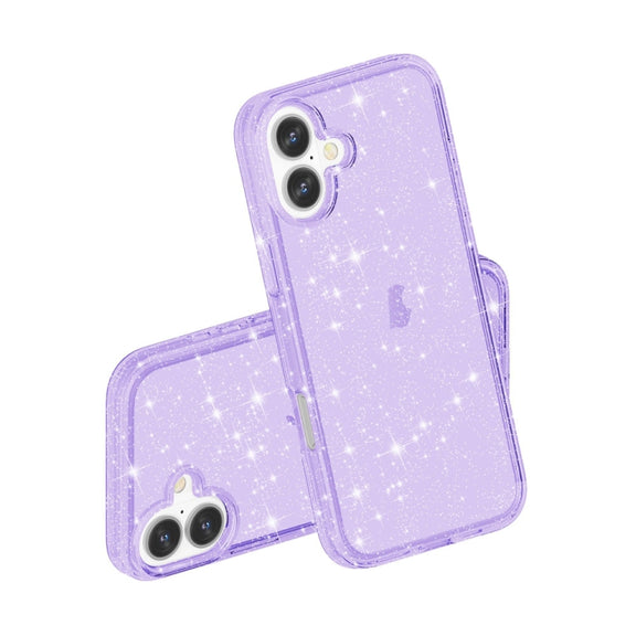 For iPhone 16 Shockproof Terminator Glitter Powder Phone Case(Purple)