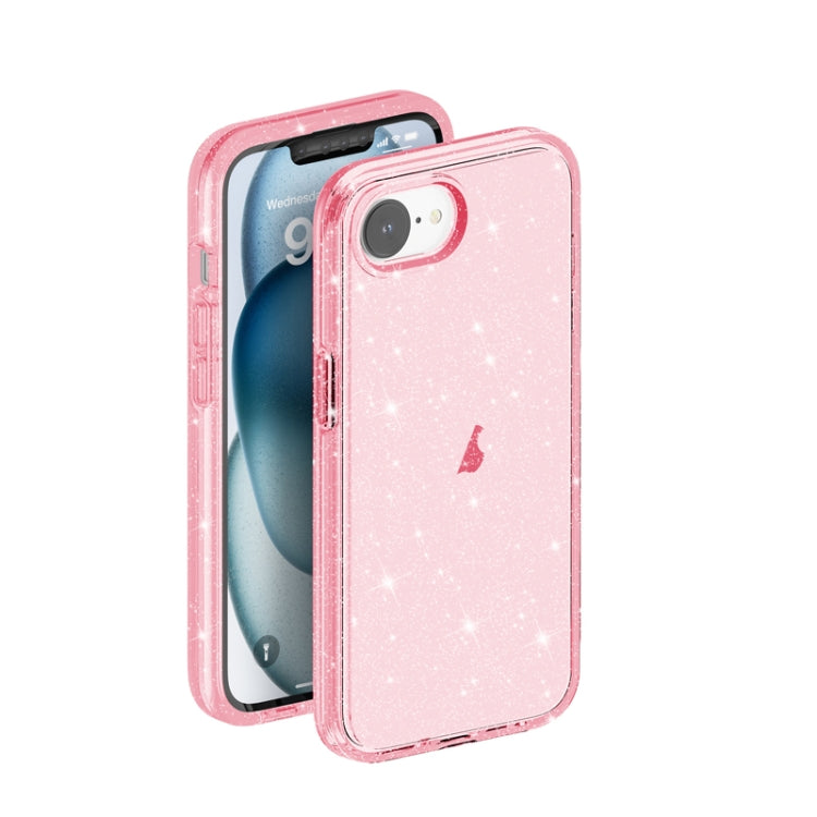 For iPhone 16e Shockproof Terminator Glitter Powder Phone Case(Pink) - iPhone 16e Cases by PMC TechLife | Online Shopping South Africa | PMC TechLife | Buy Now Pay Later Mobicred