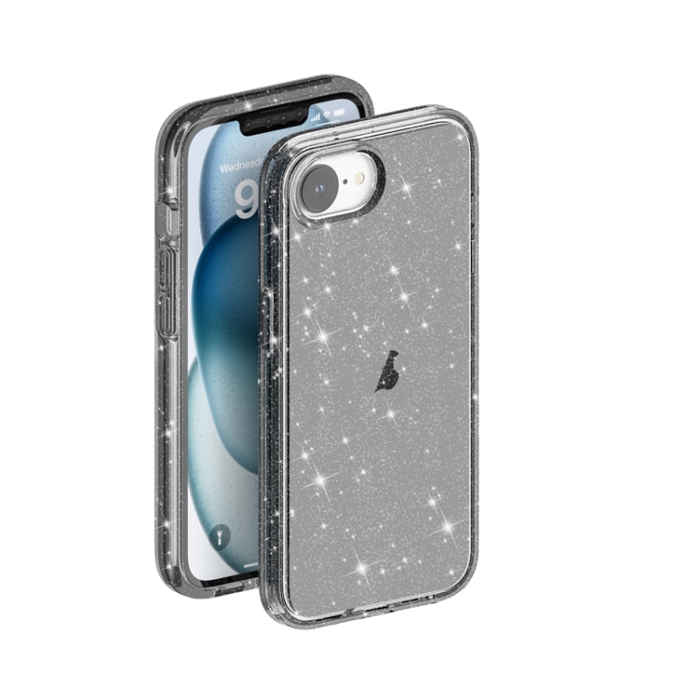 For iPhone 16e Shockproof Terminator Glitter Powder Phone Case(Black) - iPhone 16e Cases by PMC TechLife | Online Shopping South Africa | PMC TechLife | Buy Now Pay Later Mobicred