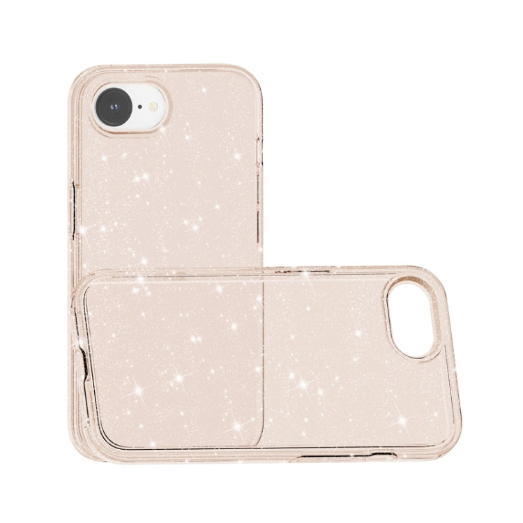 For iPhone 16e Shockproof Terminator Glitter Powder Phone Case(Gold)