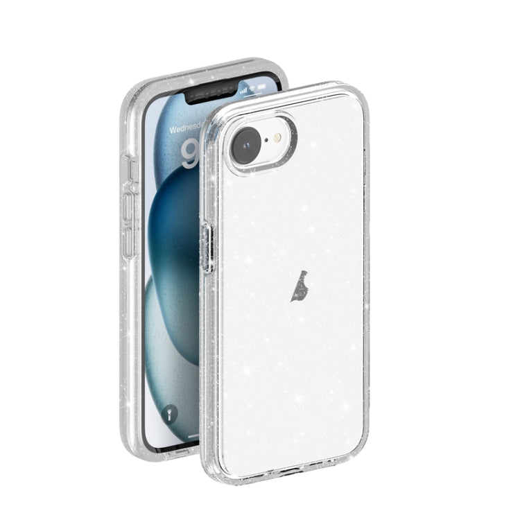 For iPhone 16e Shockproof Terminator Glitter Powder Phone Case(White) - iPhone 16e Cases by PMC TechLife | Online Shopping South Africa | PMC TechLife | Buy Now Pay Later Mobicred