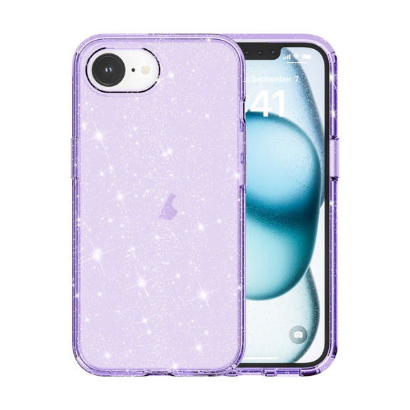 For iPhone 16e Shockproof Terminator Glitter Powder Phone Case(Purple)