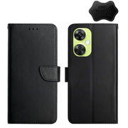 For OnePlus Nord CE 3 Lite Genuine Leather Fingerprint-proof Flip Phone Case(Black)