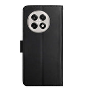 For OnePlus 13R Genuine Leather Fingerprint-proof Flip Phone Case(Black)