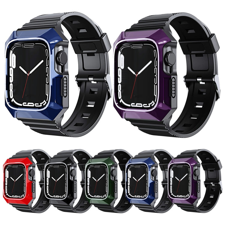 For Apple Watch Ultra 2 49mm PC Rugged Case Integrated TPU Watch Band(Purple)
