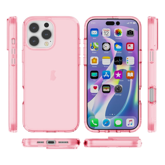For iPhone 16 Pro Max Shockproof Terminator Transparent Phone Case(Pink)