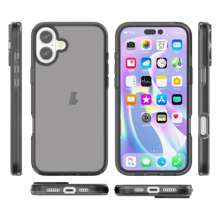 For iPhone 16 Shockproof Terminator Transparent Phone Case(Grey)