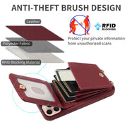 For iPhone 16 Pro Crossbody Lanyard Zipper Wallet Leather Phone Case(Wine Red)
