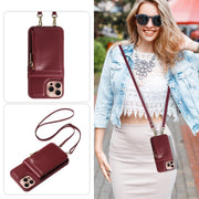 For iPhone 16 Pro Crossbody Lanyard Zipper Wallet Leather Phone Case(Wine Red)
