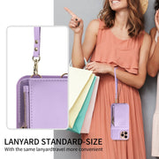 For iPhone 16 Pro Crossbody Lanyard Zipper Wallet Leather Phone Case(Purple)