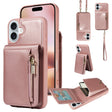 For iPhone 16 Plus Crossbody Lanyard Zipper Wallet Leather Phone Case(Rose Gold) - iPhone 16 Plus Cases by PMC TechLife | Online Shopping South Africa | PMC TechLife | Buy Now Pay Later Mobicred