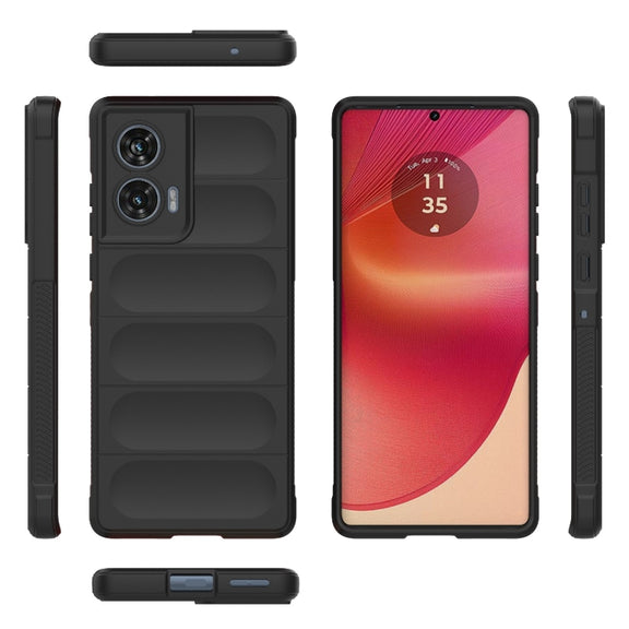 For Motorola Edge 50 Fusion 5G Global Magic Shield TPU + Flannel Phone Case(Black)
