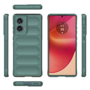 For Motorola Edge 50 Fusion 5G Global Magic Shield TPU + Flannel Phone Case(Dark Green)