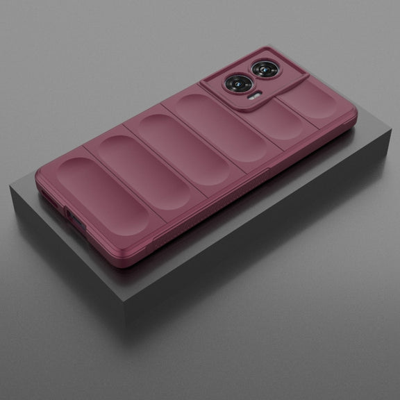 For Motorola Edge 50 Fusion 5G Global Magic Shield TPU + Flannel Phone Case(Wine Red)