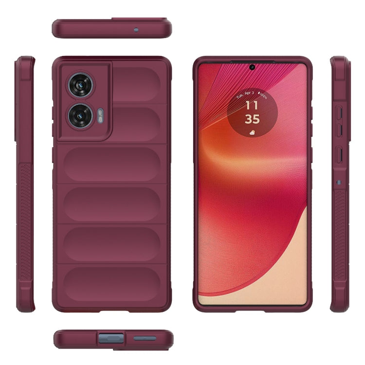 For Motorola Edge 50 Fusion 5G Global Magic Shield TPU + Flannel Phone Case(Wine Red)