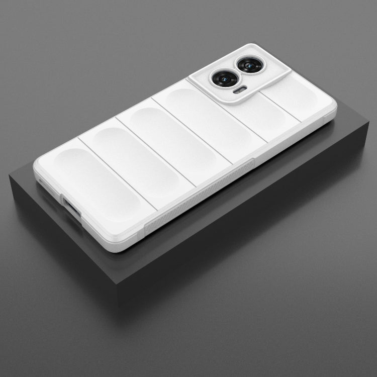 For Motorola Edge 50 Fusion 5G Global Magic Shield TPU + Flannel Phone Case(White)