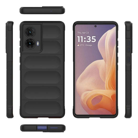 For Motorola Moto G85 5G Global Magic Shield TPU + Flannel Phone Case(Black)