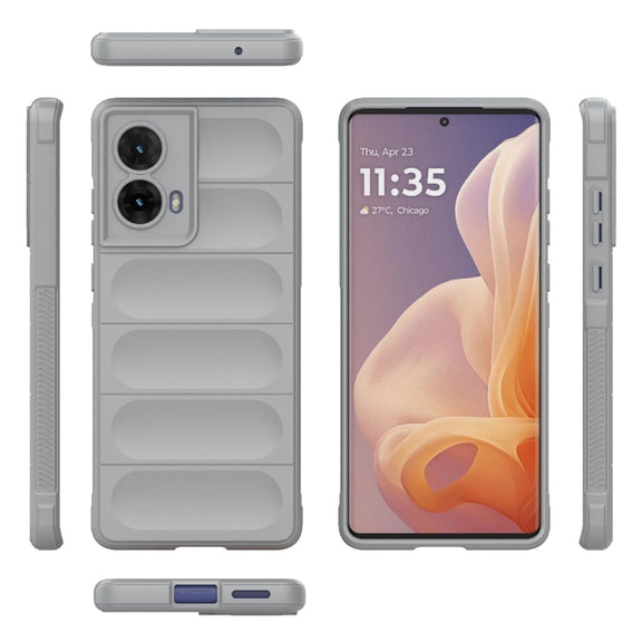 For Motorola Moto G85 5G Global Magic Shield TPU + Flannel Phone Case(Grey)