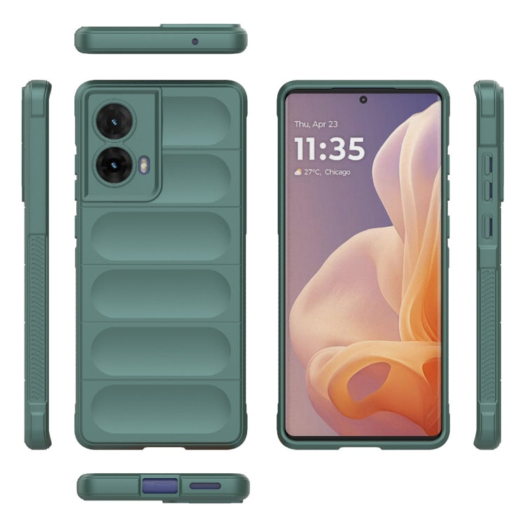 For Motorola Moto G85 5G Global Magic Shield TPU + Flannel Phone Case(Dark Green)