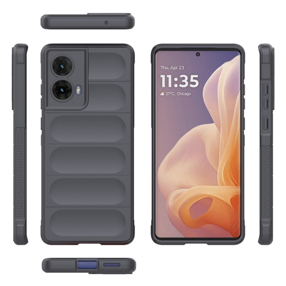 For Motorola Moto G85 5G Global Magic Shield TPU + Flannel Phone Case(Dark Grey)